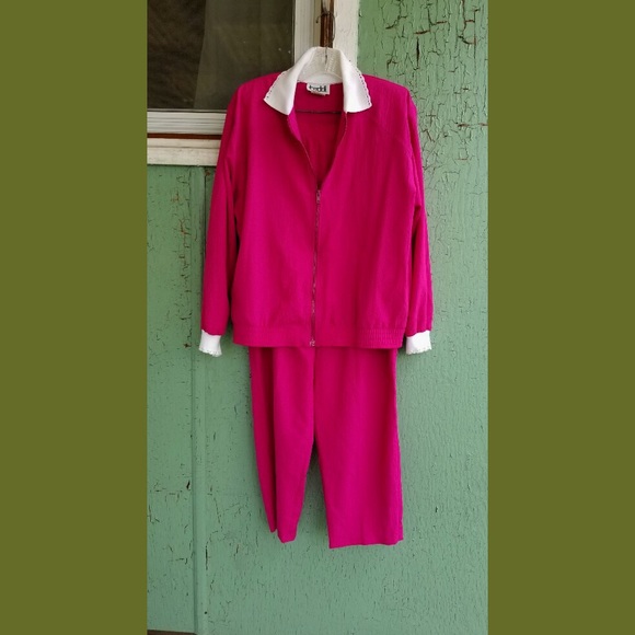 VTG 80s Mom Golden Girls Fuschia Lounge Outfit - Picture 7 of 7